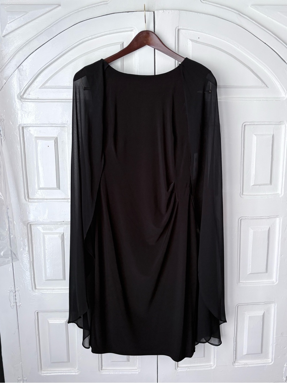 Ralph Lauren Black Long-Sleeve Draped Evening Dress - Picture 2 of 5